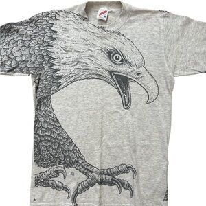 Vintage Jerzees‎ Eagle 1992 Double Sided Gray T-Shirt Size Medium Women’s/Teens